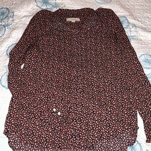 LOFT Black and Pink Floral Blouse